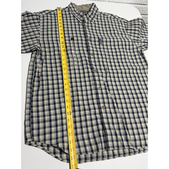 Columbia XCO Button Down Shirt Mens Medium Navy Plaid Long Sleeve Outdoor - Picture 9 of 10